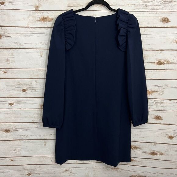 Eliza J Navy Blue Ruffle Puff Shoulder Formal Shift Dress - Picture 3 of 4